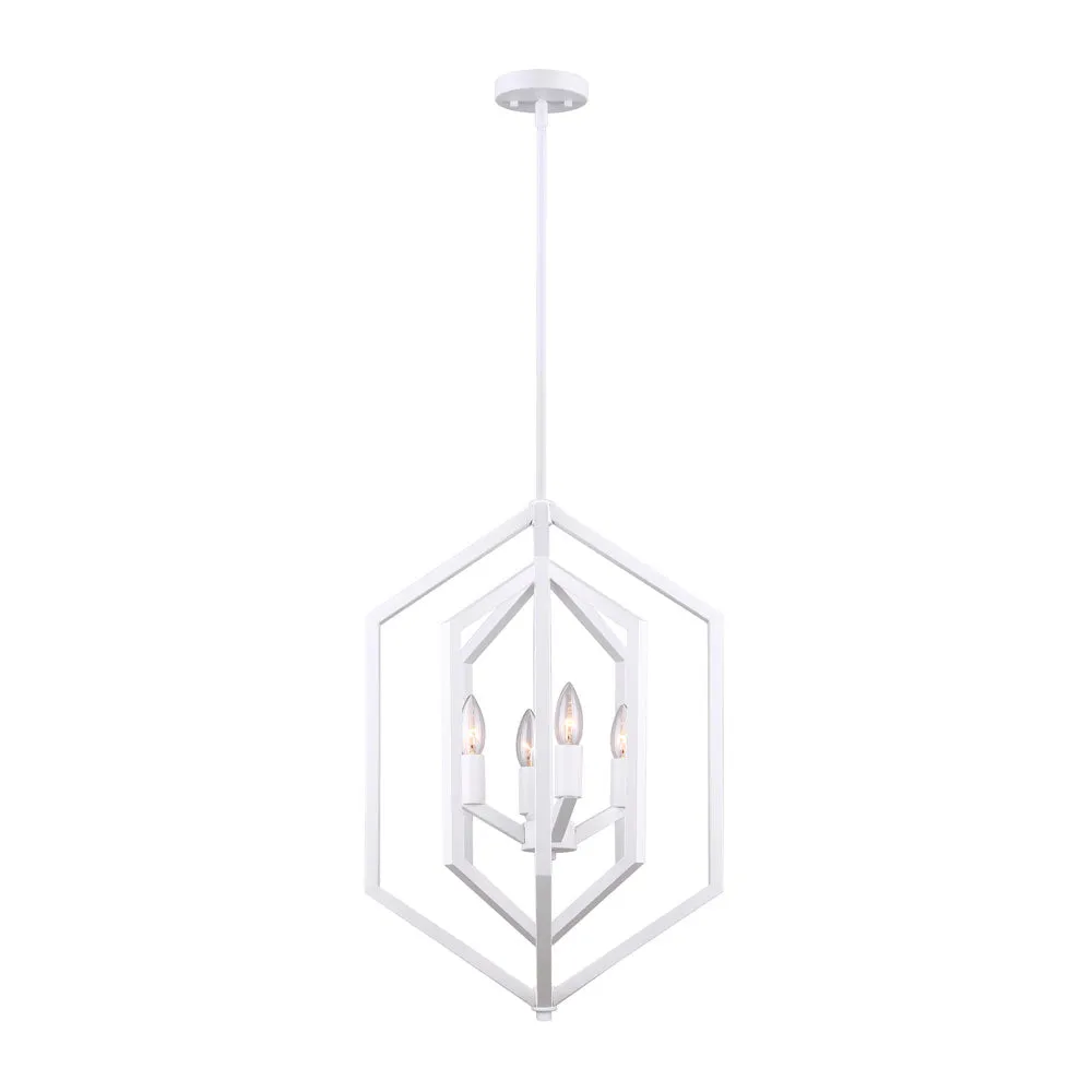 Canarm ICH1010A04WH16 Netto 4 Light Geometric White Chandelier