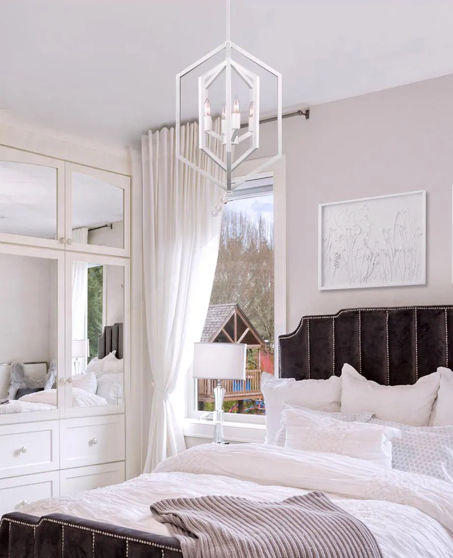 Canarm ICH1010A04WH16 Netto 4 Light Geometric White Chandelier