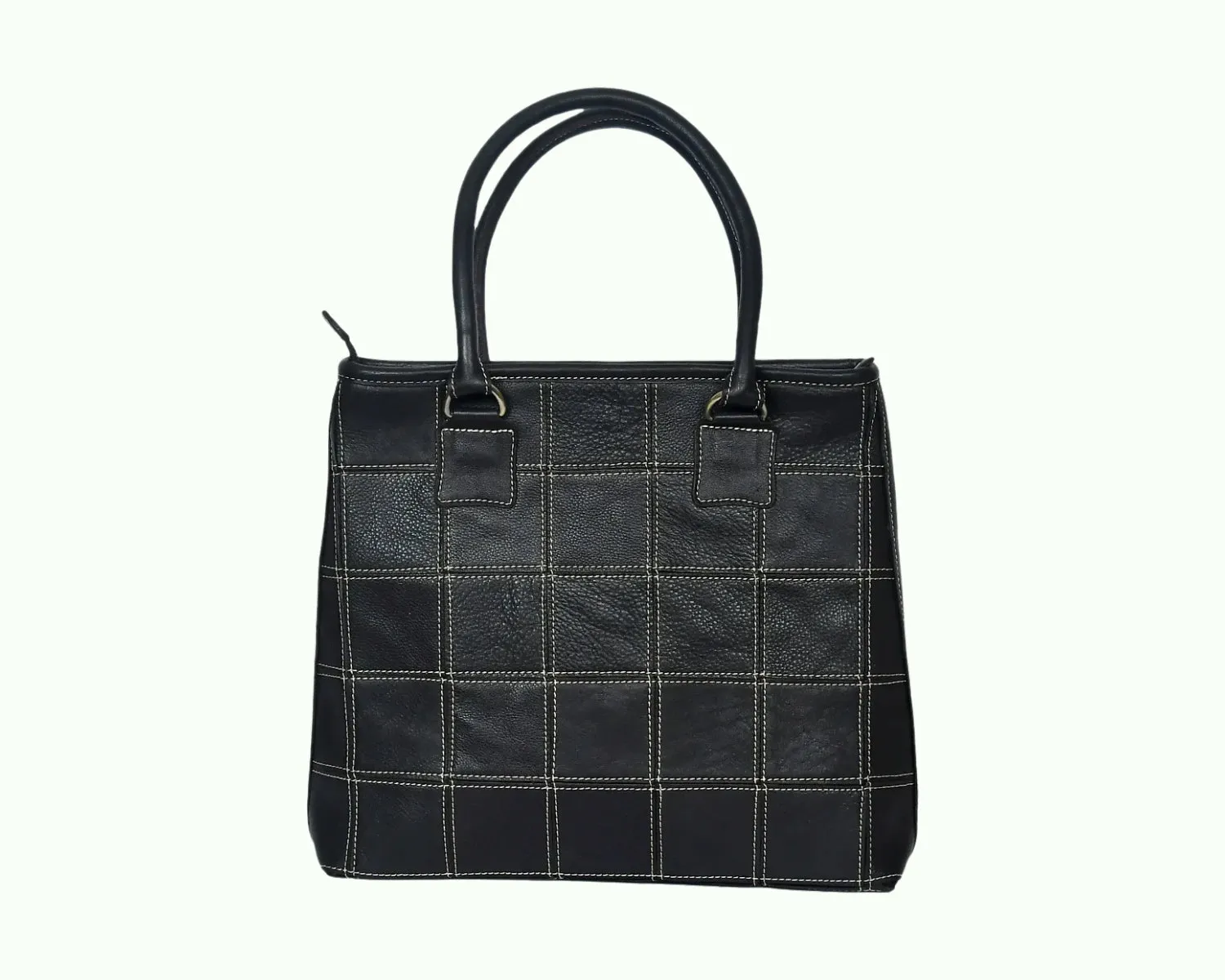 Celtic Women's Leather Shoulder Bag | Hand Bag | Tote Bag For Women | With White Stitching | Girls (Black)  Art: BG-1142