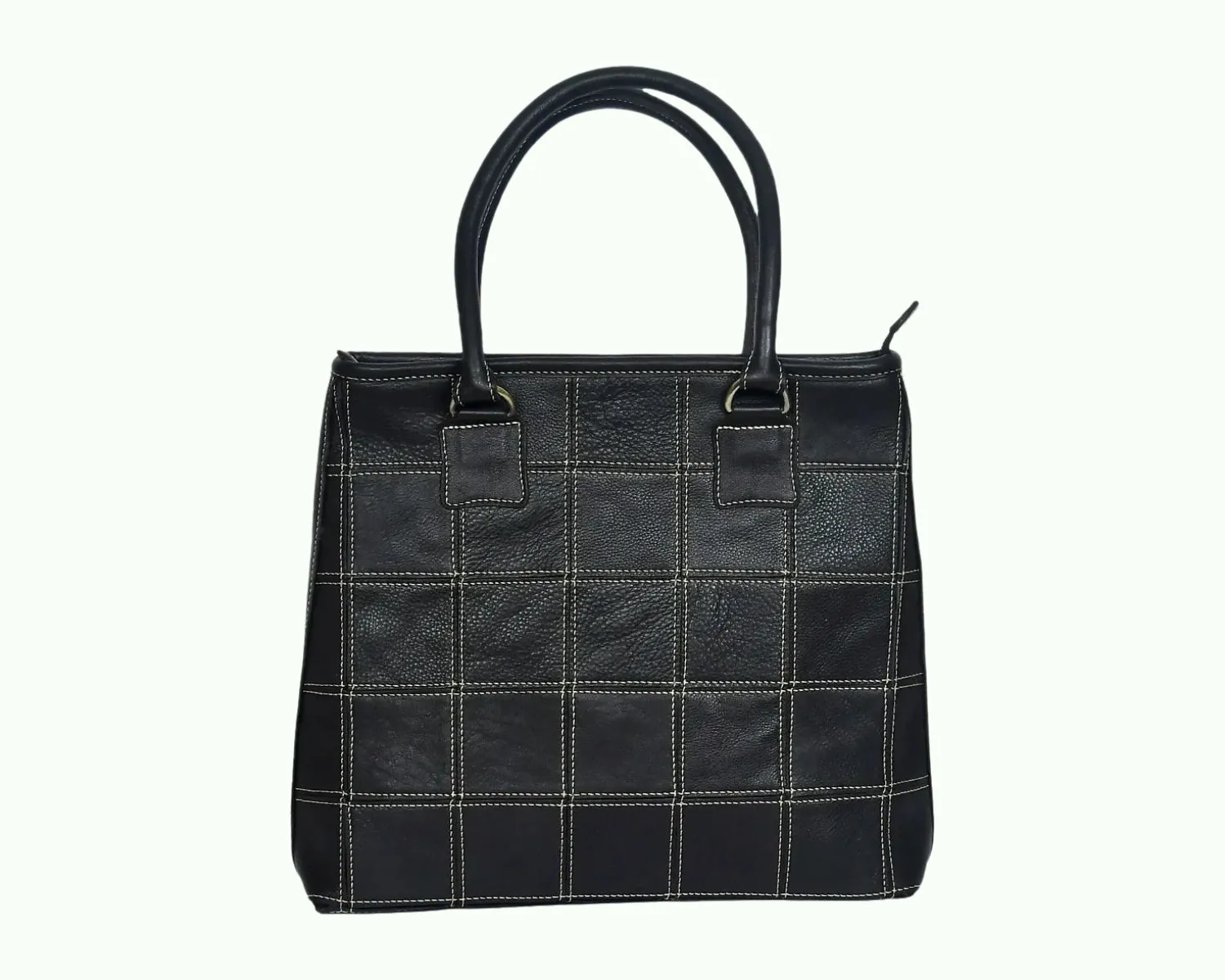 Celtic Women's Leather Shoulder Bag | Hand Bag | Tote Bag For Women | With White Stitching | Girls (Black)  Art: BG-1142