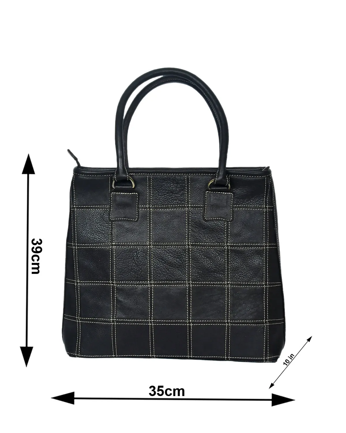 Celtic Women's Leather Shoulder Bag | Hand Bag | Tote Bag For Women | With White Stitching | Girls (Black)  Art: BG-1142