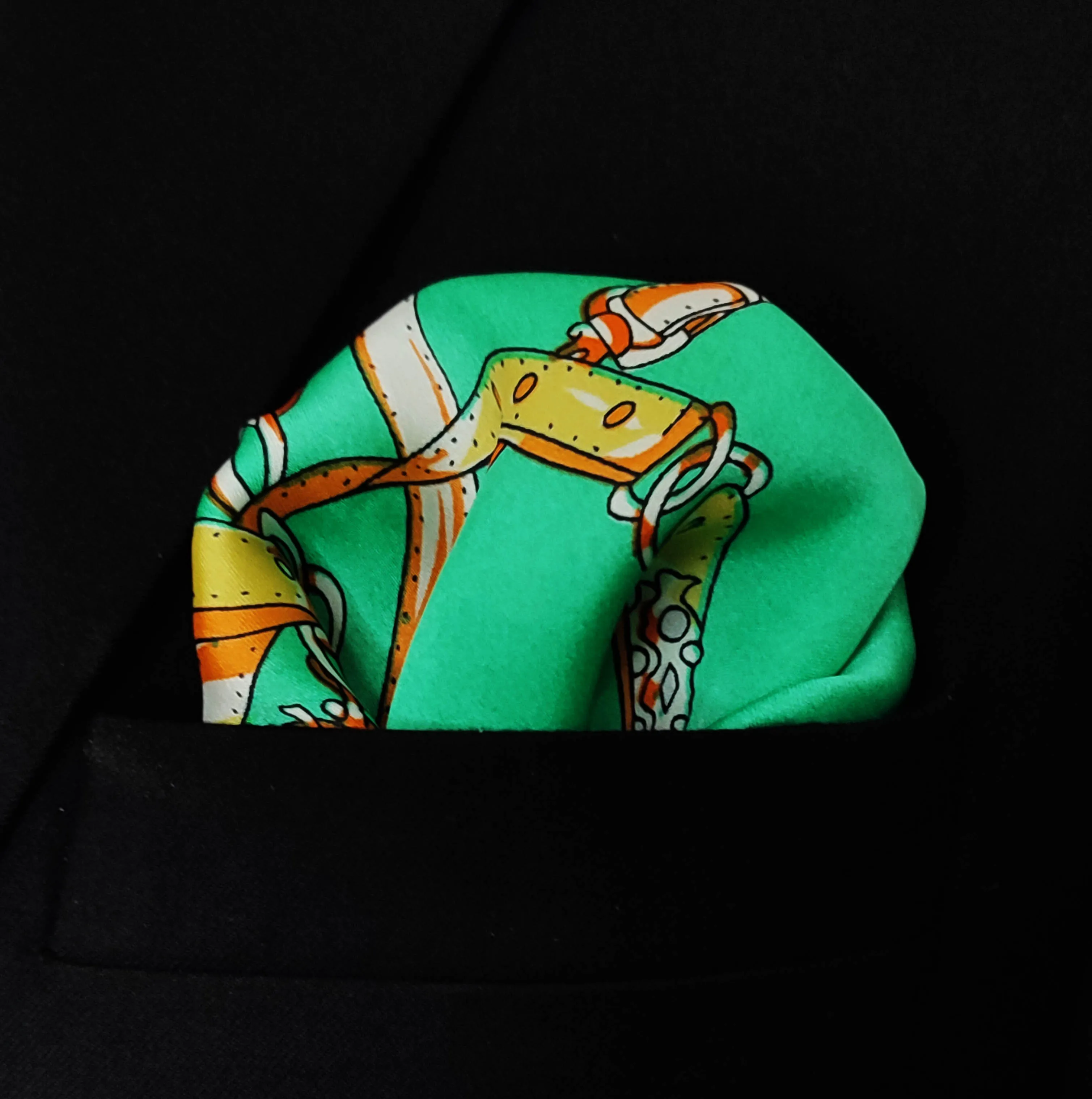 Chains and Straps (SEA GREEN) - Silk Pocket Squares