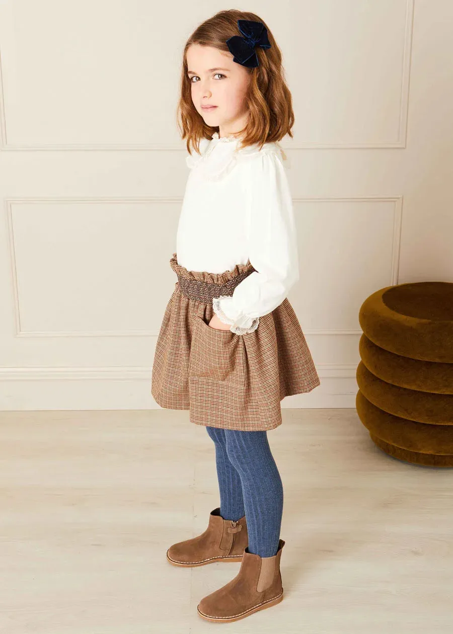 Chester Puppytooth Skirt in Caramel (4-10yrs)