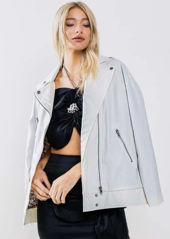 COLLECTION SPECIAL: Nomad Oversized Biker Jacket in Ivory