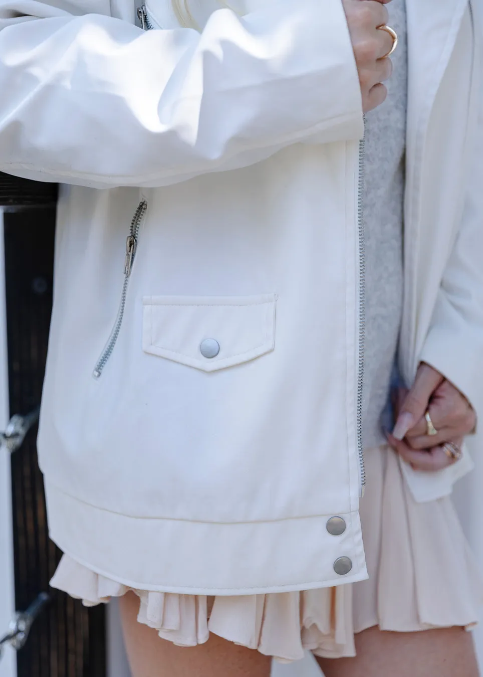 COLLECTION SPECIAL: Nomad Oversized Biker Jacket in Ivory