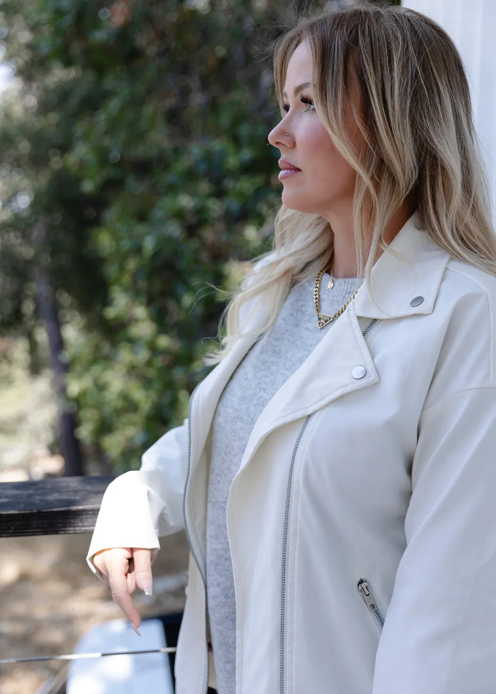 COLLECTION SPECIAL: Nomad Oversized Biker Jacket in Ivory