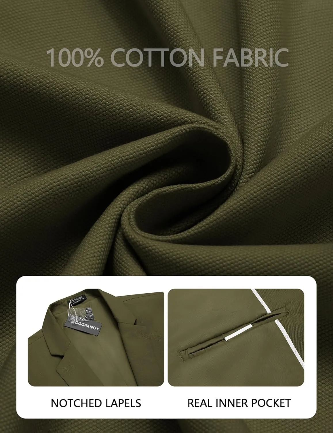 COOFANDY Men's Casual Blazers Sport Coats Slim Fit Cotton Sport Jackets 1 Button Lightweight Suit Jackets
