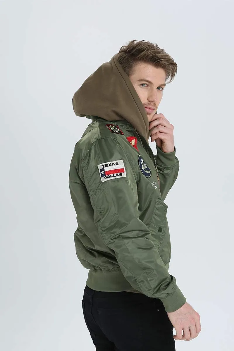 CORIRESHA Mens Apollo Space Embroidered Patches Slim Fit Bomber Jackets Windbreaker