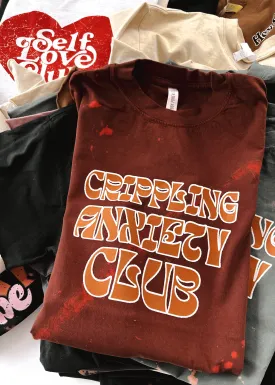 CRIPPLING ANXIETY CLUB BLEACHED OUT SIDE SLIT TEE
