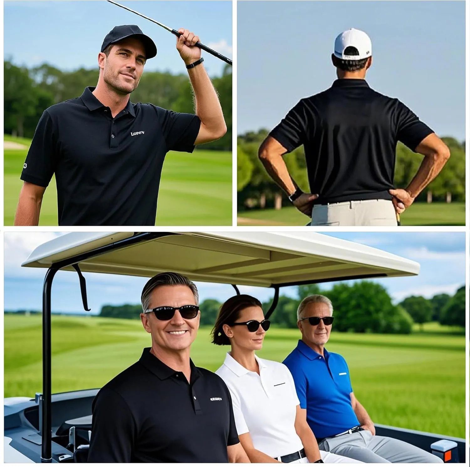 Custom Golf Polo Shirts for Unisex Adult, Design Your Own Golf Jersey Personalized Gifts 4 Sides Printed
