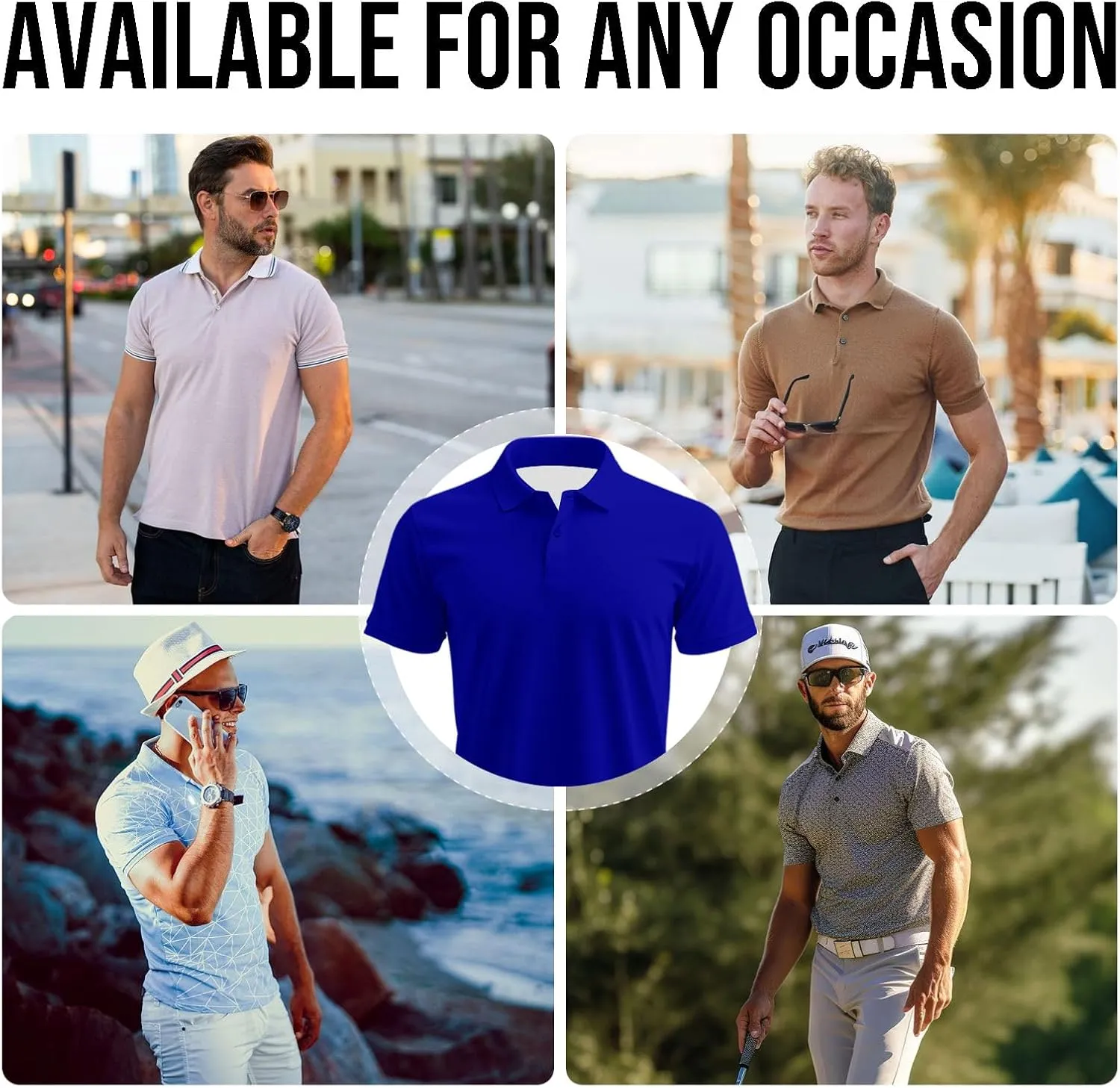 Custom Golf Polo Shirts for Unisex Adult, Design Your Own Golf Jersey Personalized Gifts 4 Sides Printed