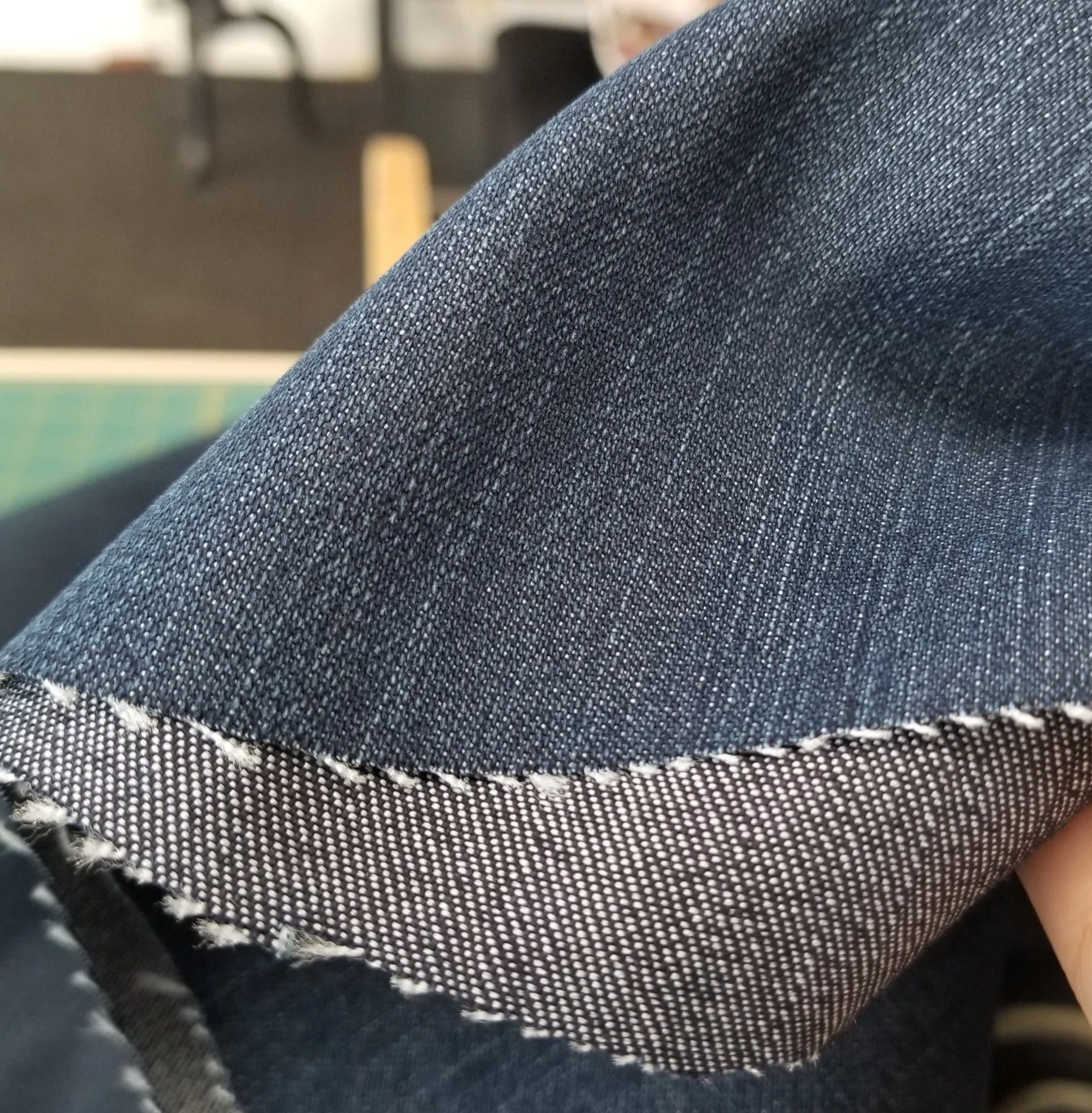 Designer Deadstock Candiani Italian Cotton Striated Vintage Dark Blue Denim-by the yard