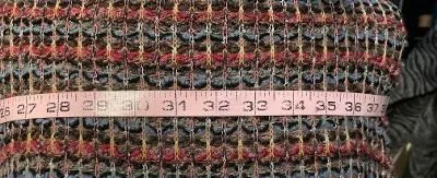Designer Knitted Wool Blend Boucle - Blue / Red / Brown