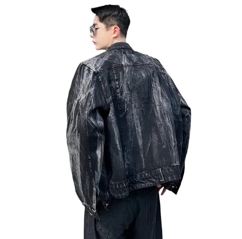 Distressed Tie-Dye Denim Jacket