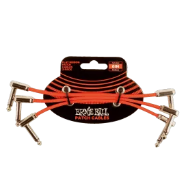 Ernie Ball Flat Ribbon Patch Cable 6in - Red - 3 Pack