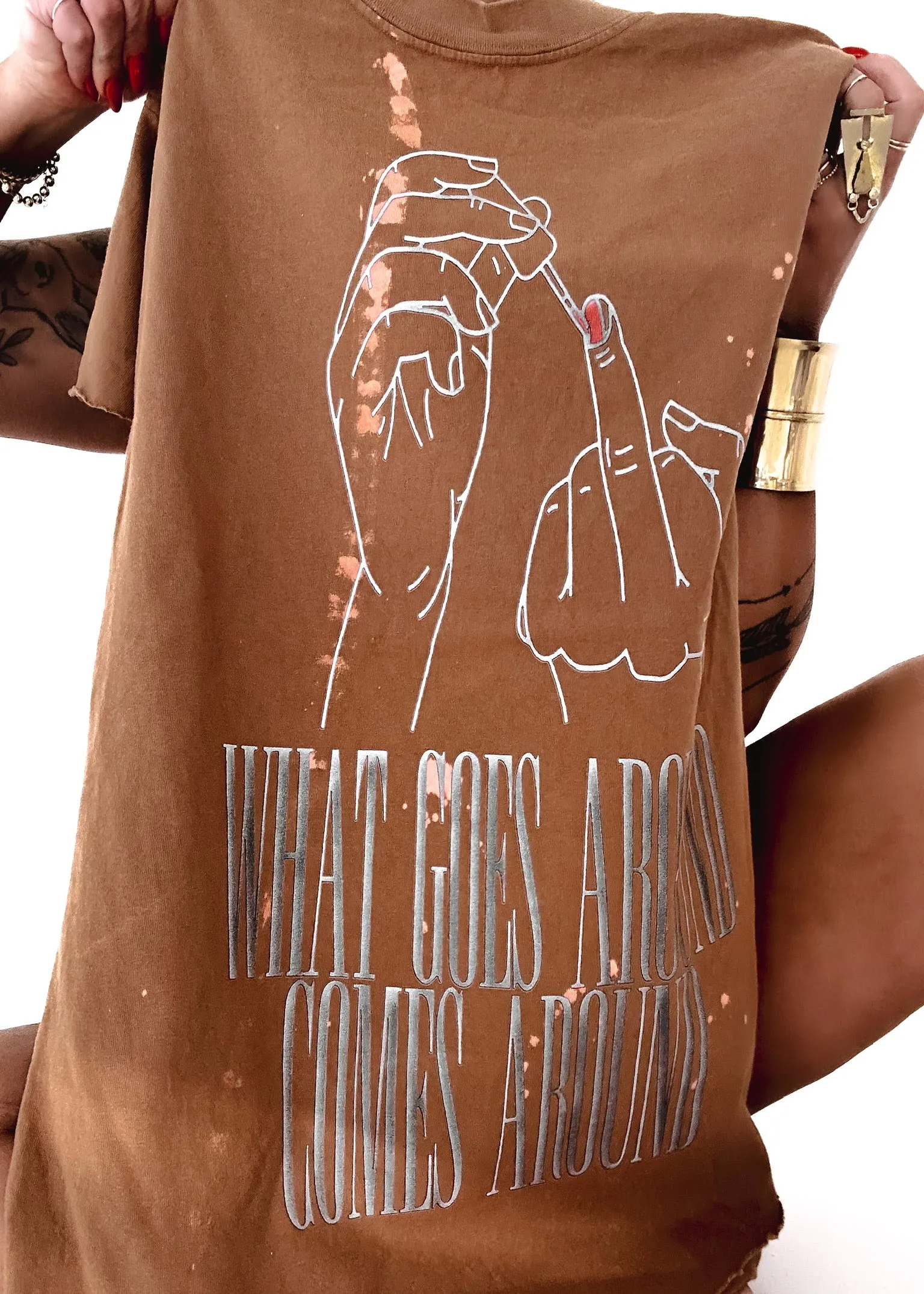 FINAL SALE: WHAT GOES AROUND COMES AROUND BLEACHED OUT SIDE SLIT TEE