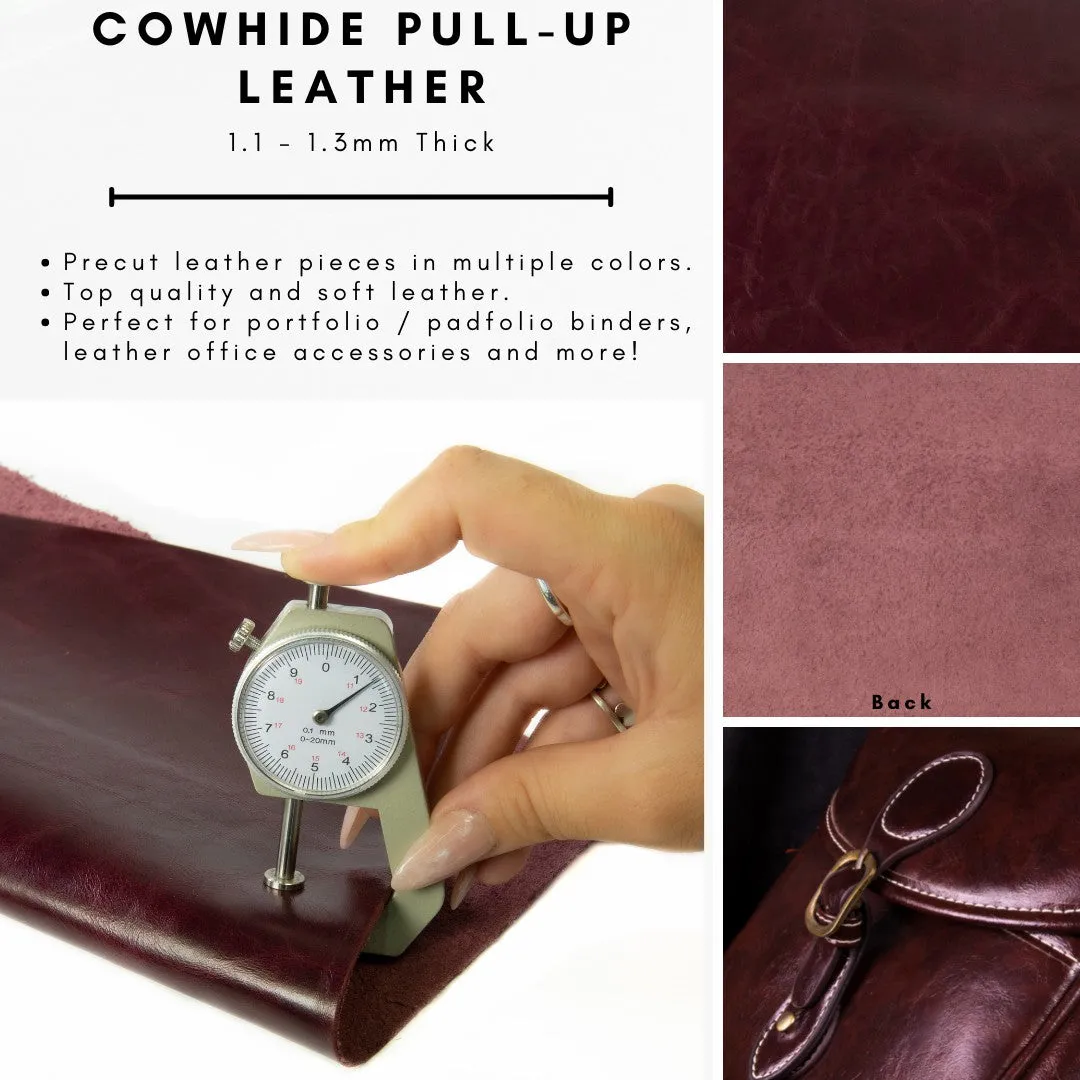 Genuine Leather Tooling and Crafting Sheets | Heavy Duty Full Grain Cowhide (1.1-1.3mm) | Navaro Burgundy