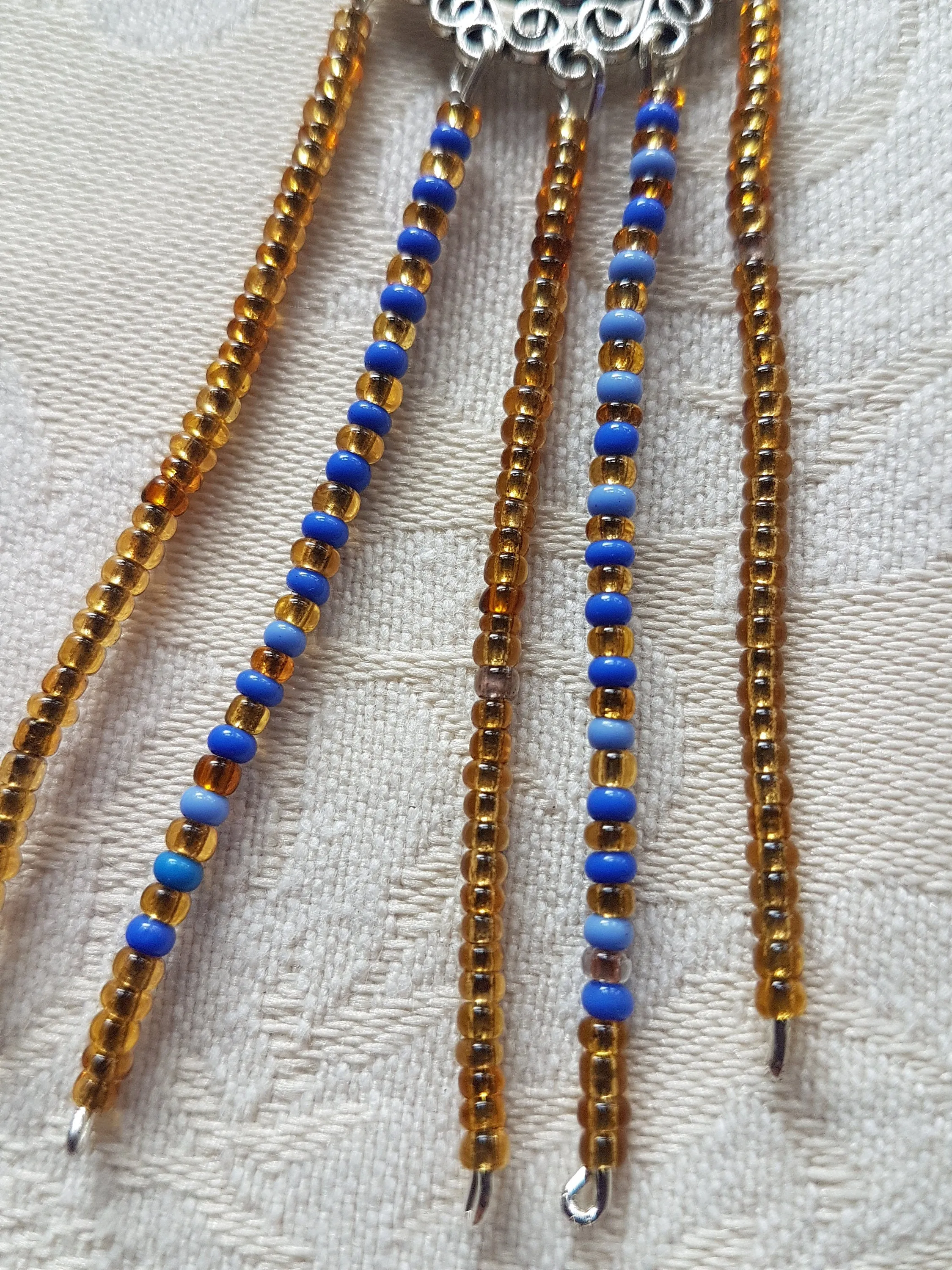 Gold Blue Silver Art Deco Earrings
