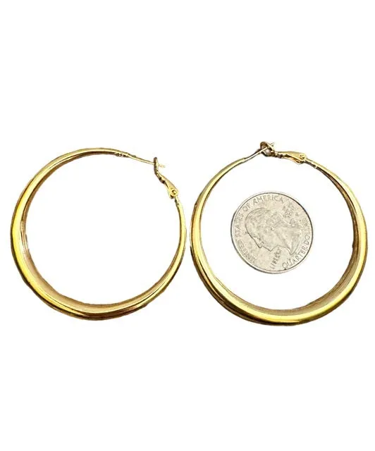 Gold Tapered Hoop Earrings