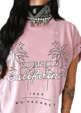 HOTEL CALIFORNIA BLEACHED OUT SIDE SLIT TEE