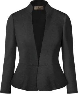 Hybrid & Company Women's Casual Work Office Elegant Open Front Premium Nylon Blazer Jacket