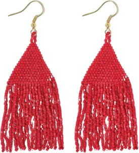 INK ALLOY Beaded Earrings for Women Dangling, Lexie Medium Fringe Colorful Seed Bead Tassel Boho Earrings, Hypoallergenic Handmade Jewelry for the Modern Bohemian, 3.25-Inch Length