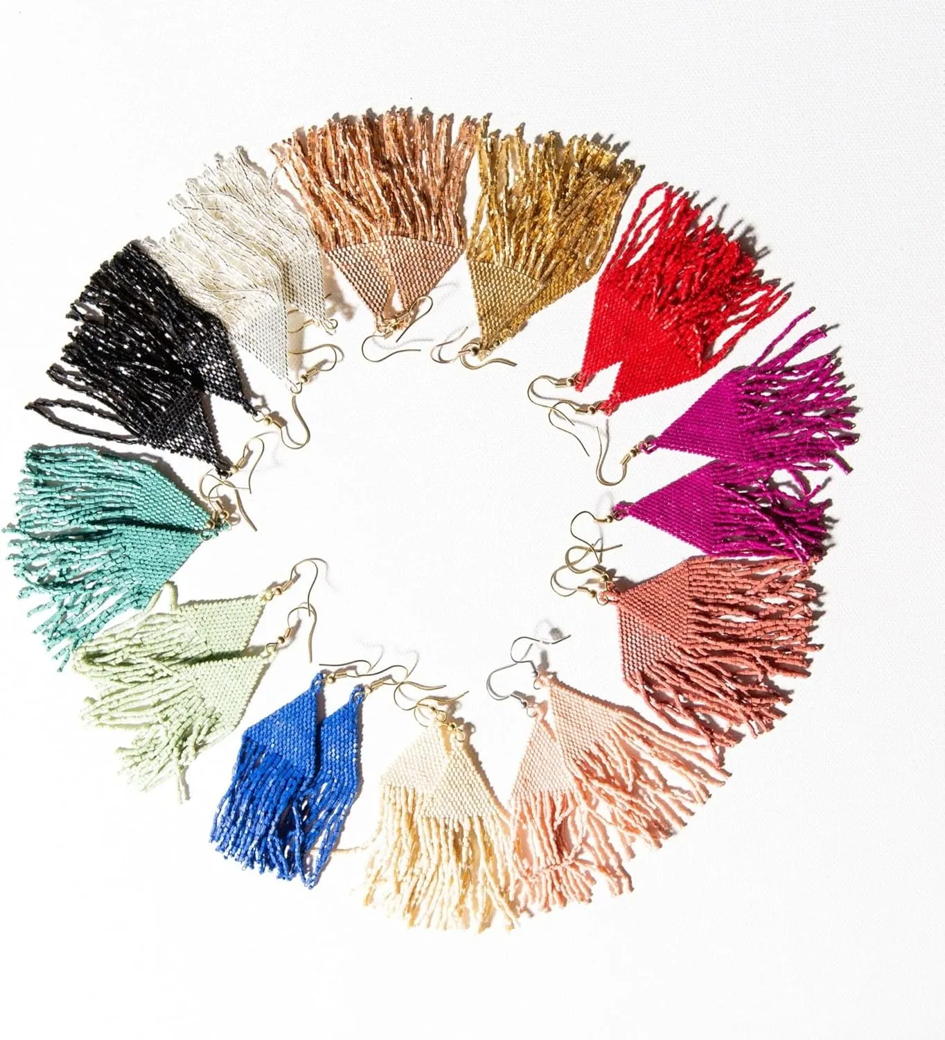 INK ALLOY Beaded Earrings for Women Dangling, Lexie Medium Fringe Colorful Seed Bead Tassel Boho Earrings, Hypoallergenic Handmade Jewelry for the Modern Bohemian, 3.25-Inch Length