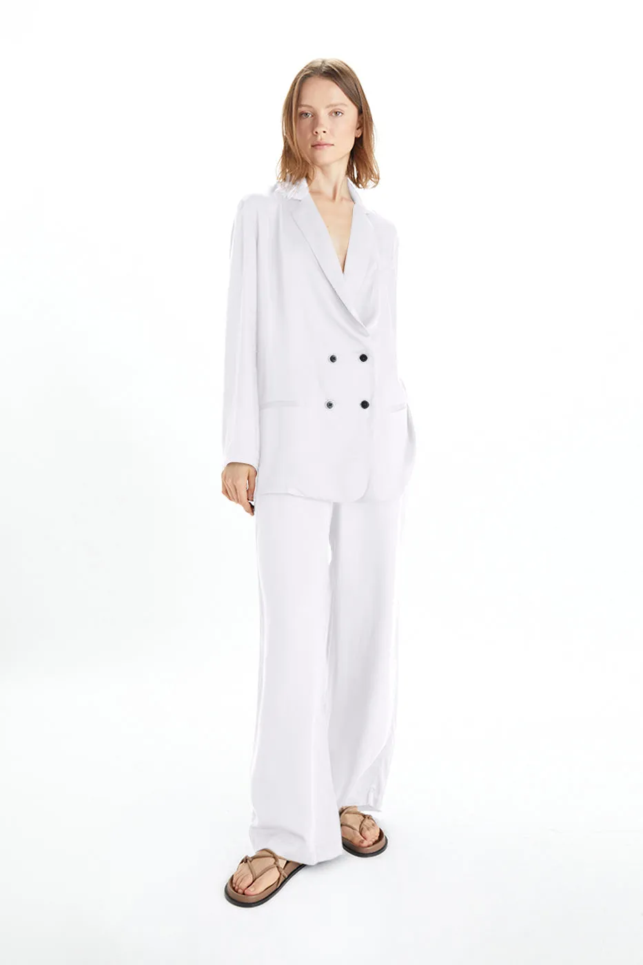 Jane Double Breasted Jacket - Satin Tencel
