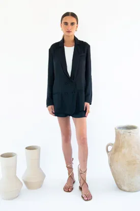 Jane Double Breasted Jacket - Satin Tencel