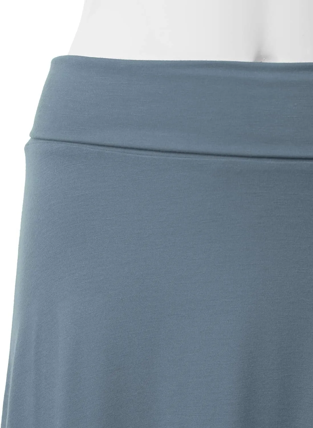 JJ Perfection Women's Casual High Waisted Flare Ruffle Midi Skirt with Elastic Wide Waistband, Knee Length, Reg and Plus Size