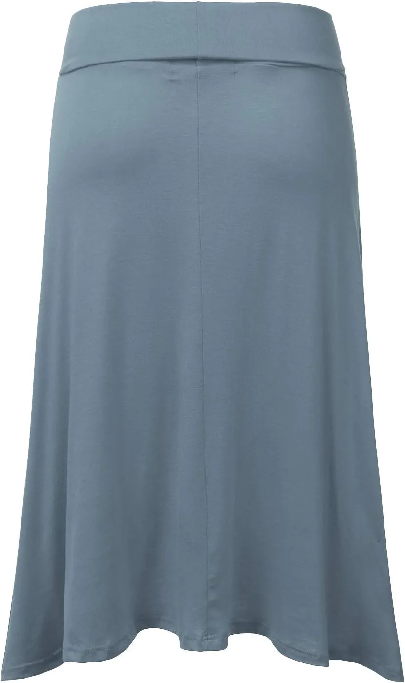 JJ Perfection Women's Casual High Waisted Flare Ruffle Midi Skirt with Elastic Wide Waistband, Knee Length, Reg and Plus Size