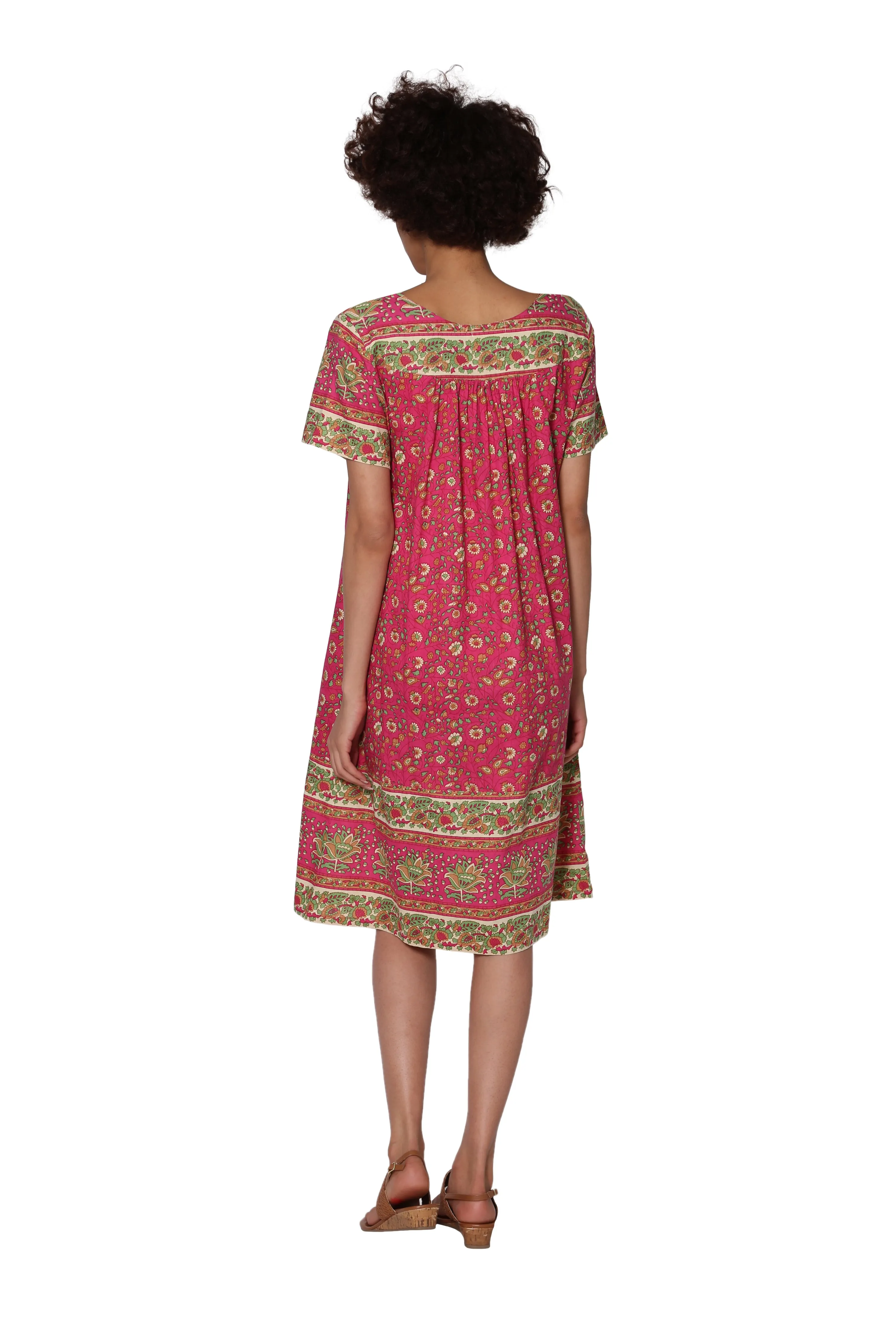 La Cera Short Sleeve Elegant Floral Printed Dress