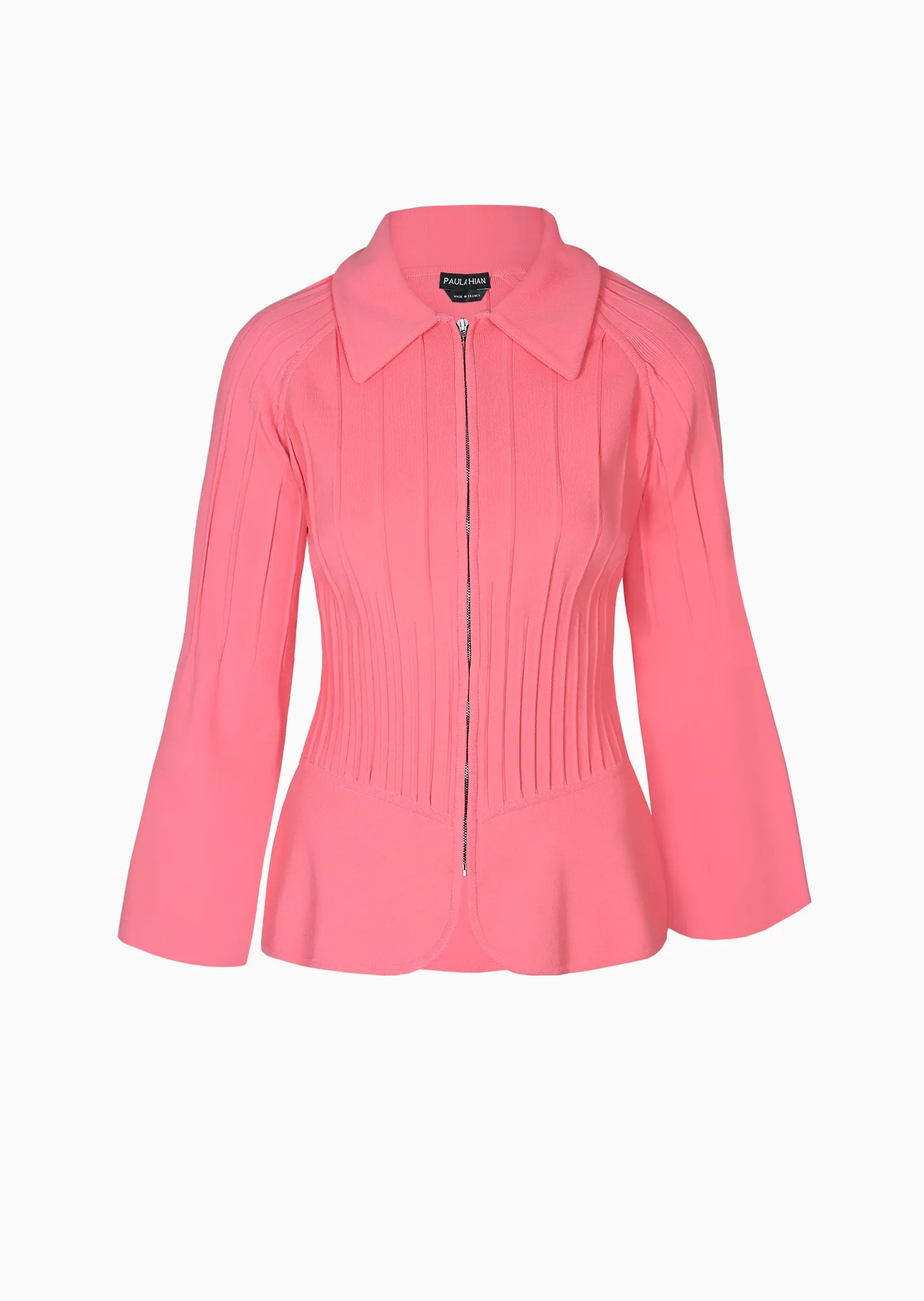 Lacee - Pleated Collared Jacket with Bell Sleeves