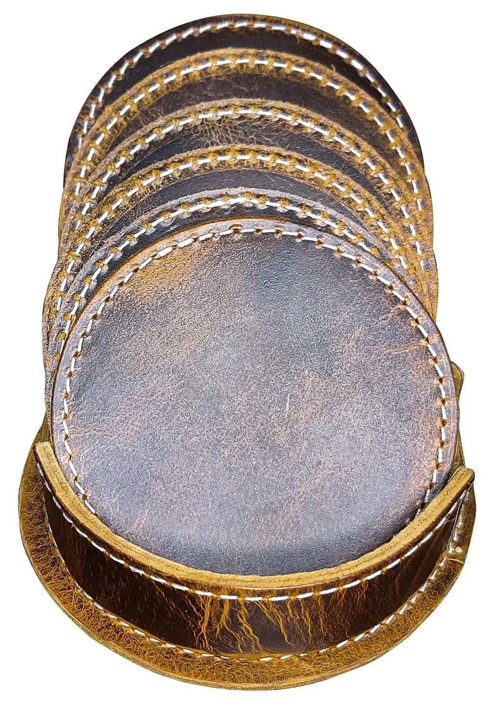 Leather Coasters For Drinks - Cup Coasters Coffee Table Kitchen Table Bar, Home & Office Gifts Handmade Drink Coasters