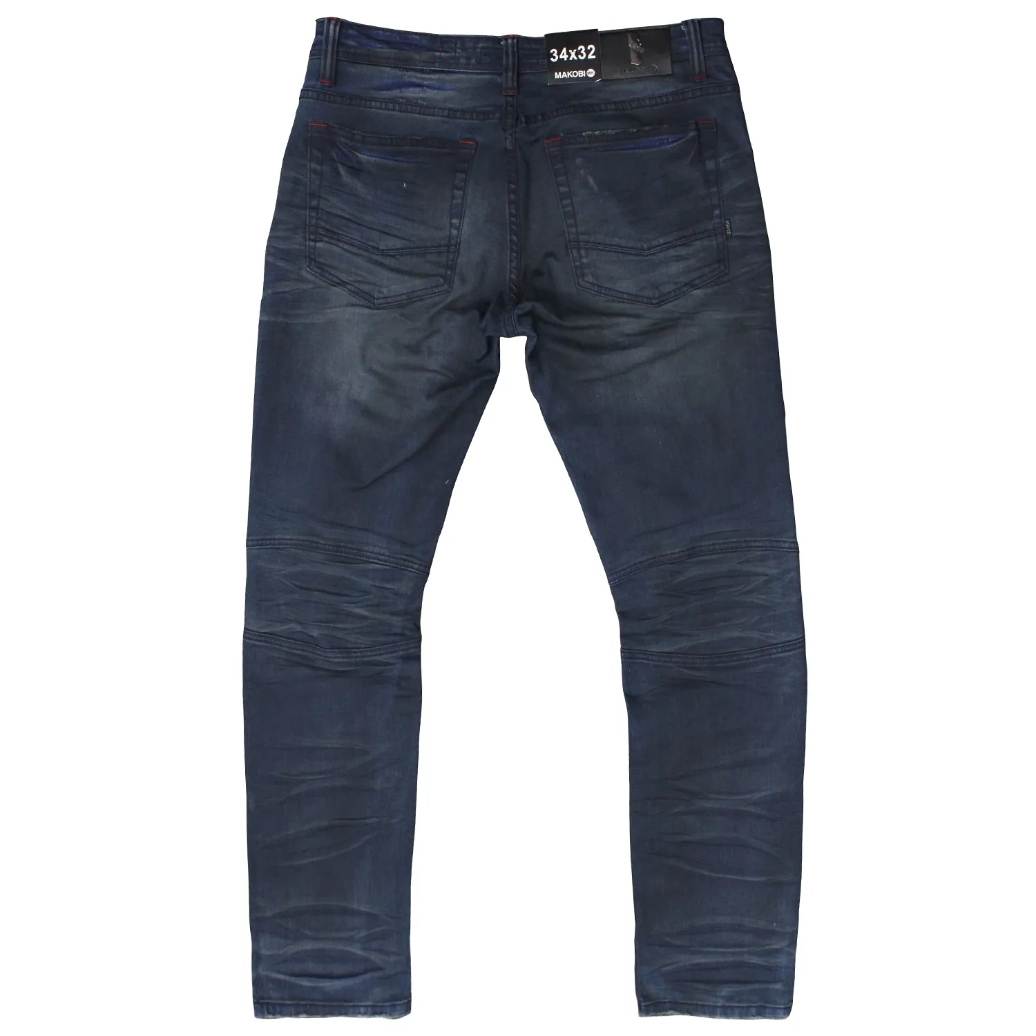 Makobi M1785 Atrani Mens Premium Navy Blue Denim Jeans