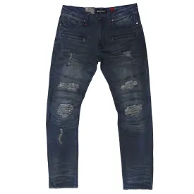 Makobi M1785 Atrani Mens Premium Navy Blue Denim Jeans