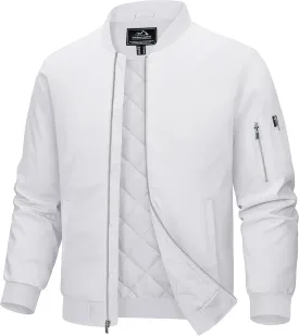 MAGCOMSEN Men's Bomber Jacket Casual Windproof Quilted Jacket Full Zip Windbreaker Winter Warm Varsity Jacket with Pockets