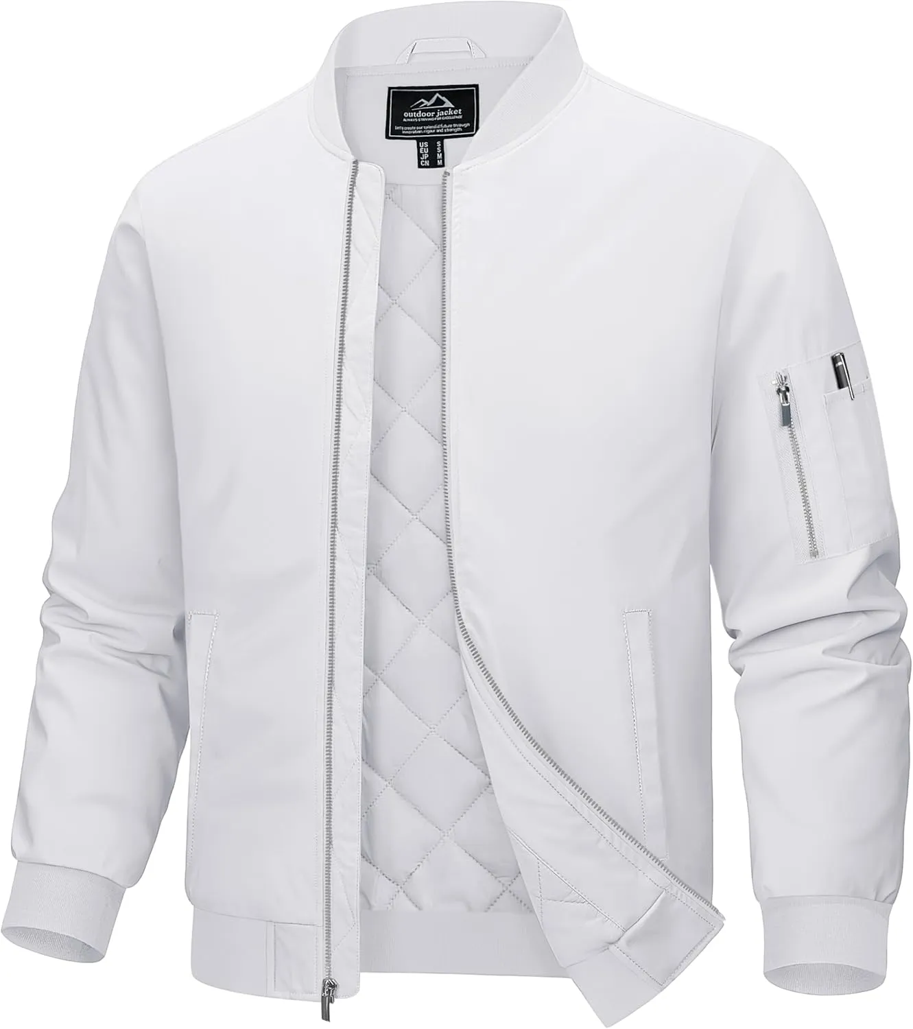 MAGCOMSEN Men's Bomber Jacket Casual Windproof Quilted Jacket Full Zip Windbreaker Winter Warm Varsity Jacket with Pockets