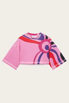 Marmo-Print Cropped Cotton T-Shirt