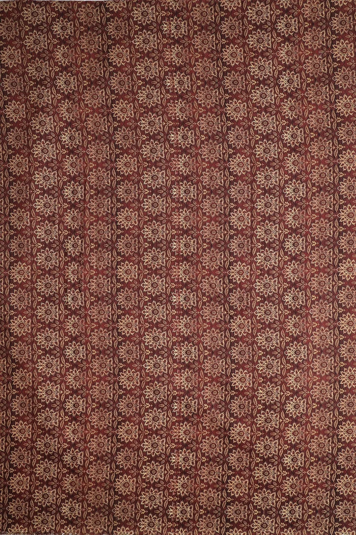 Maroon And Cream Floral Pattern Digital Print On Heavy Multi Polyester Fabric