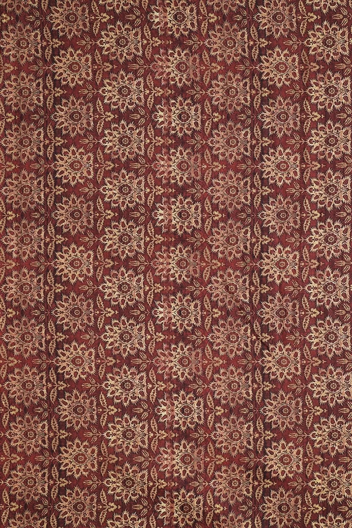 Maroon And Cream Floral Pattern Digital Print On Heavy Multi Polyester Fabric