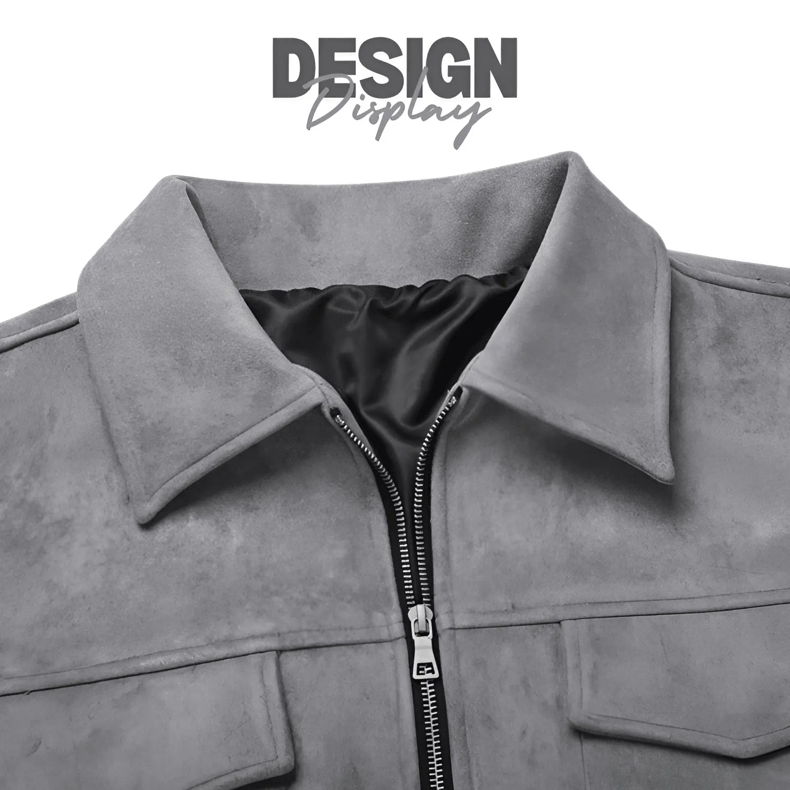 Mens Vintage Suede High Street Zipper Lapel Casual Short Jacket
