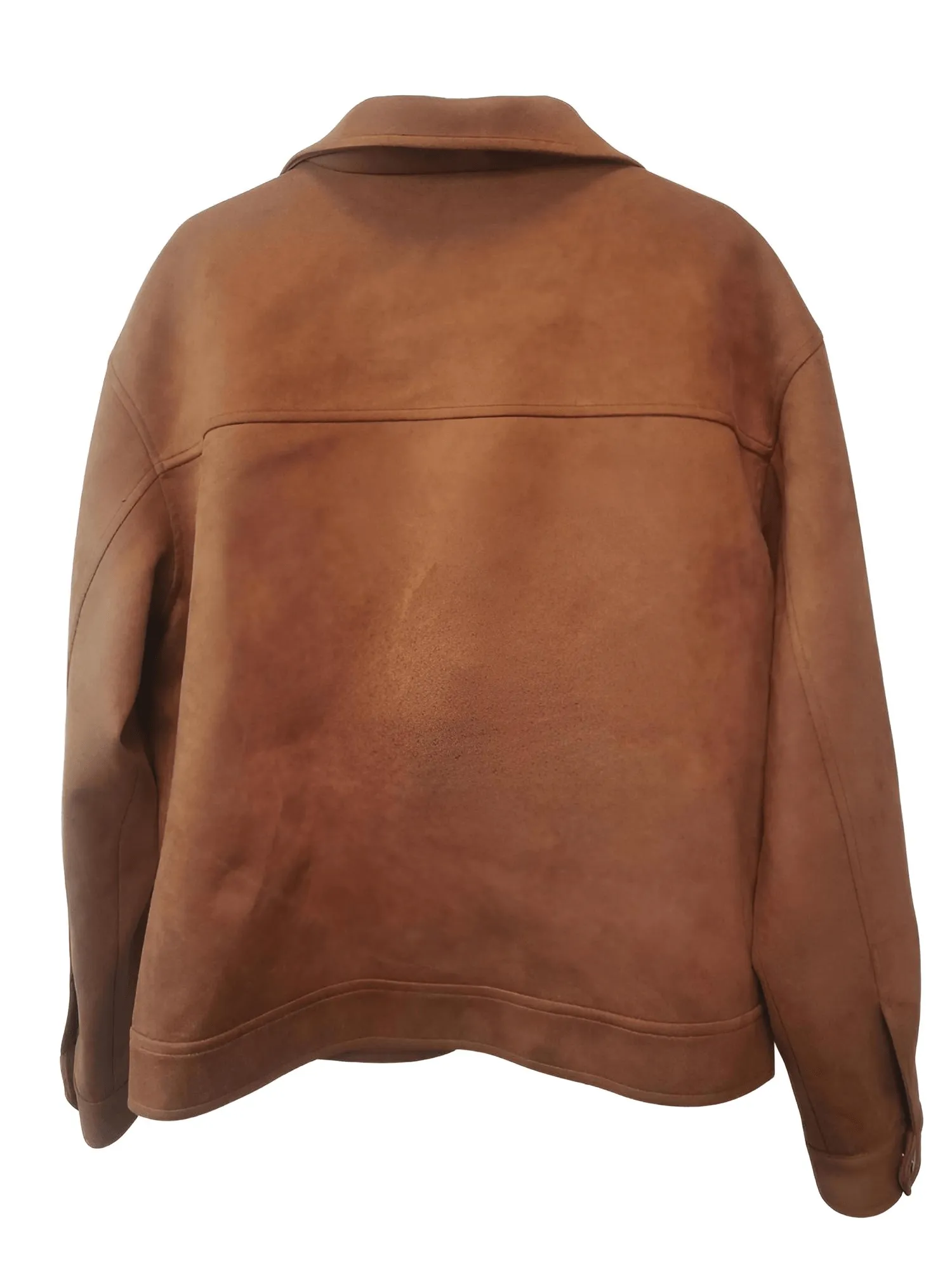 Mens Vintage Suede High Street Zipper Lapel Casual Short Jacket