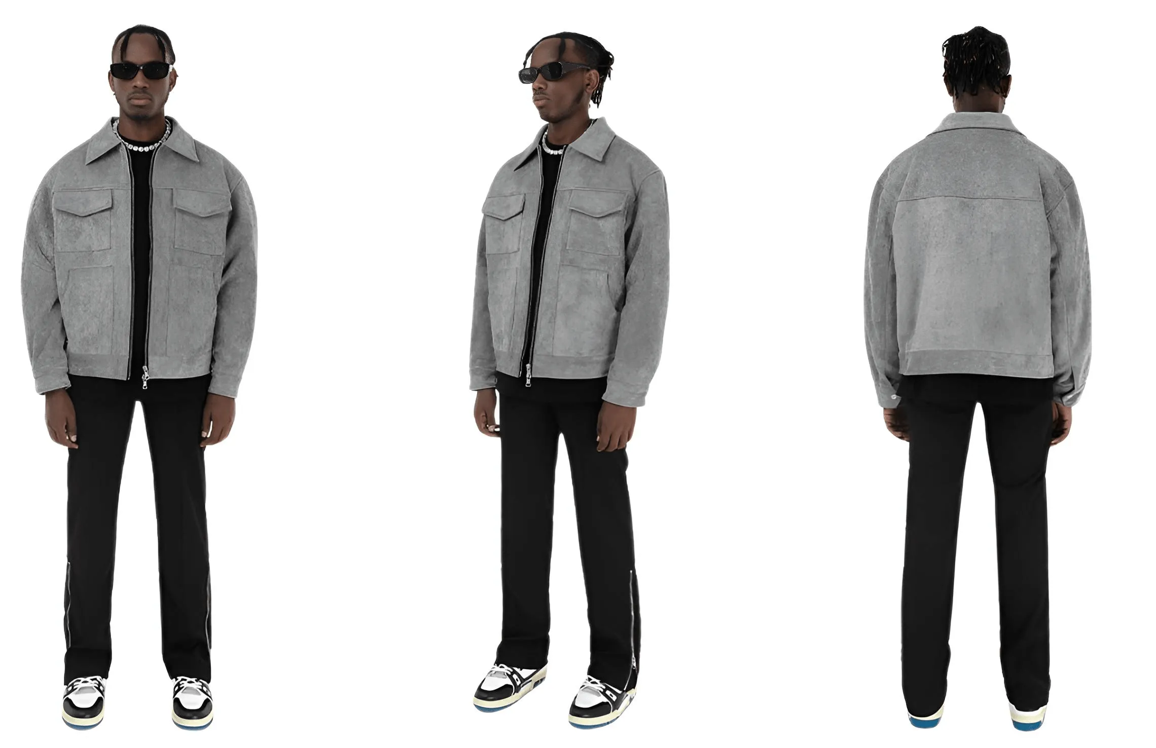 Mens Vintage Suede High Street Zipper Lapel Casual Short Jacket