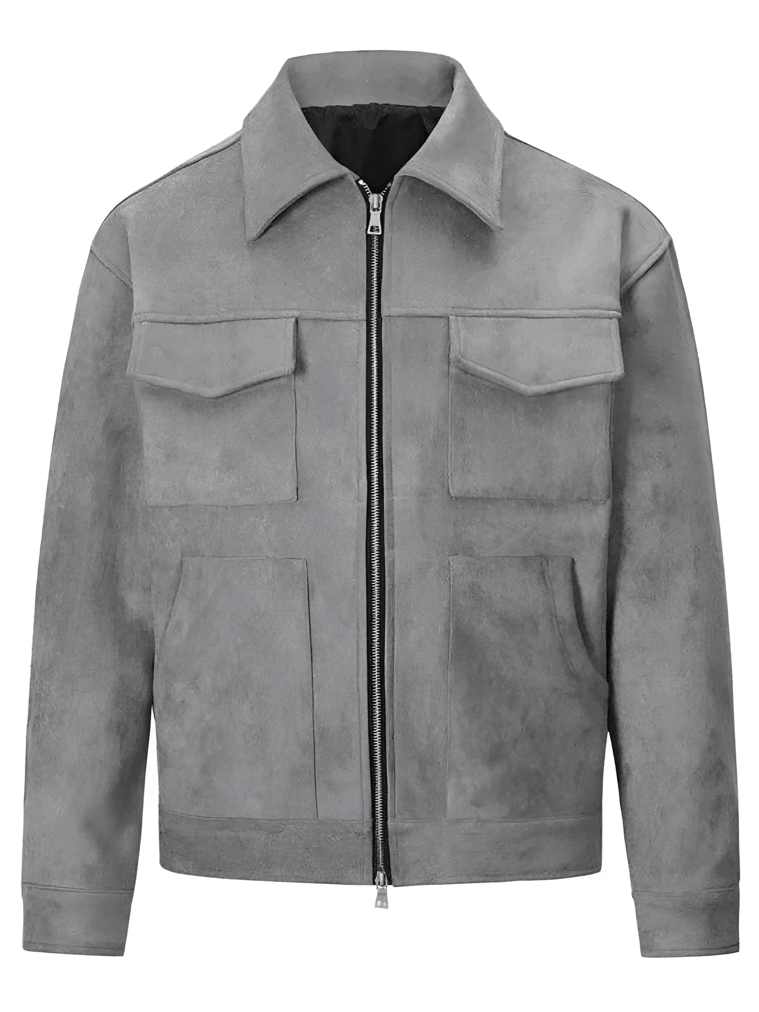 Mens Vintage Suede High Street Zipper Lapel Casual Short Jacket