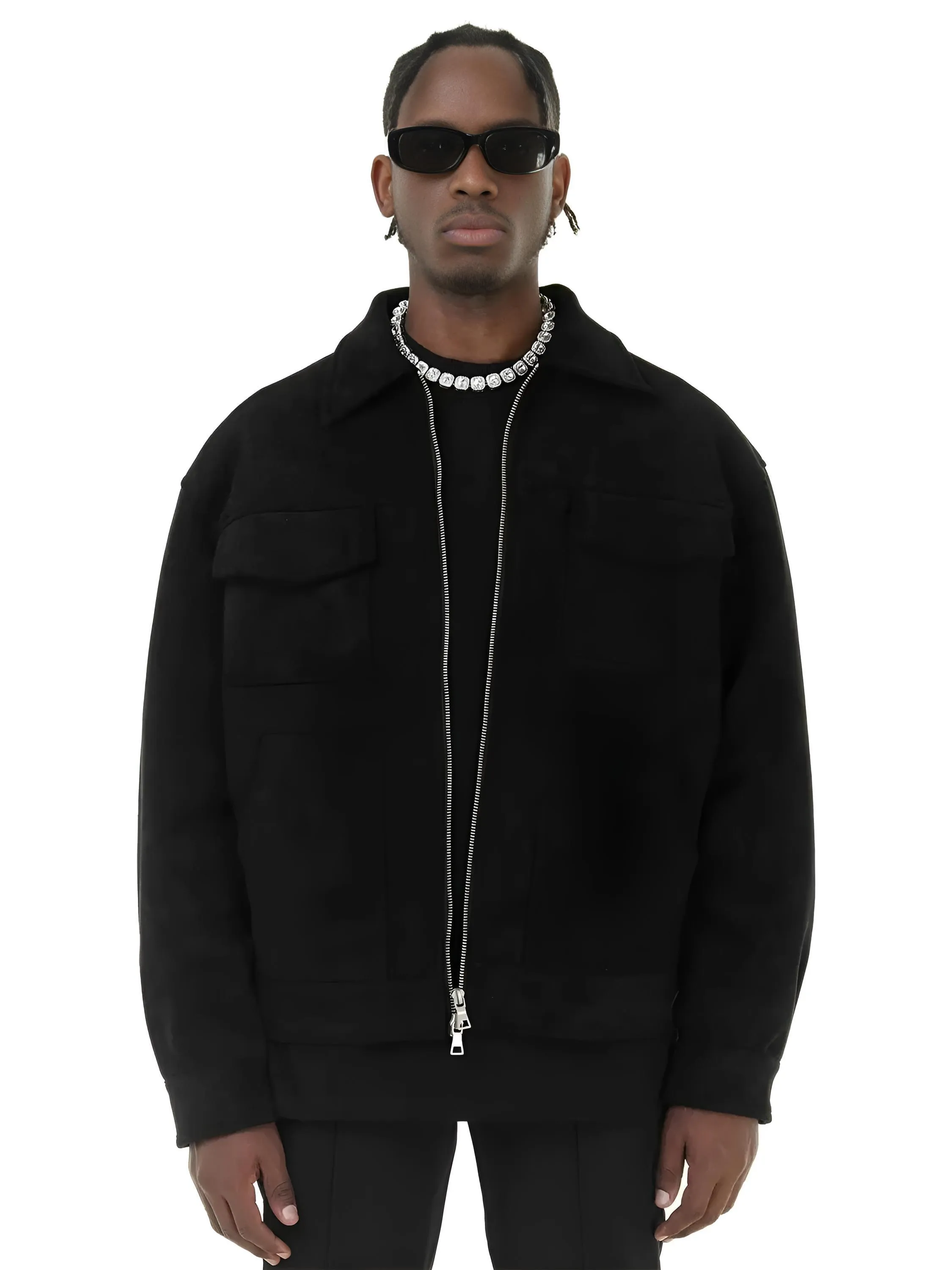 Mens Vintage Suede High Street Zipper Lapel Casual Short Jacket
