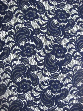 NYLON FLORAL "JASMINE" STRETCHED LACE SCALLOPED KNIT <br><h6>4-NAVY<br>LACE24-YZ</h6>
