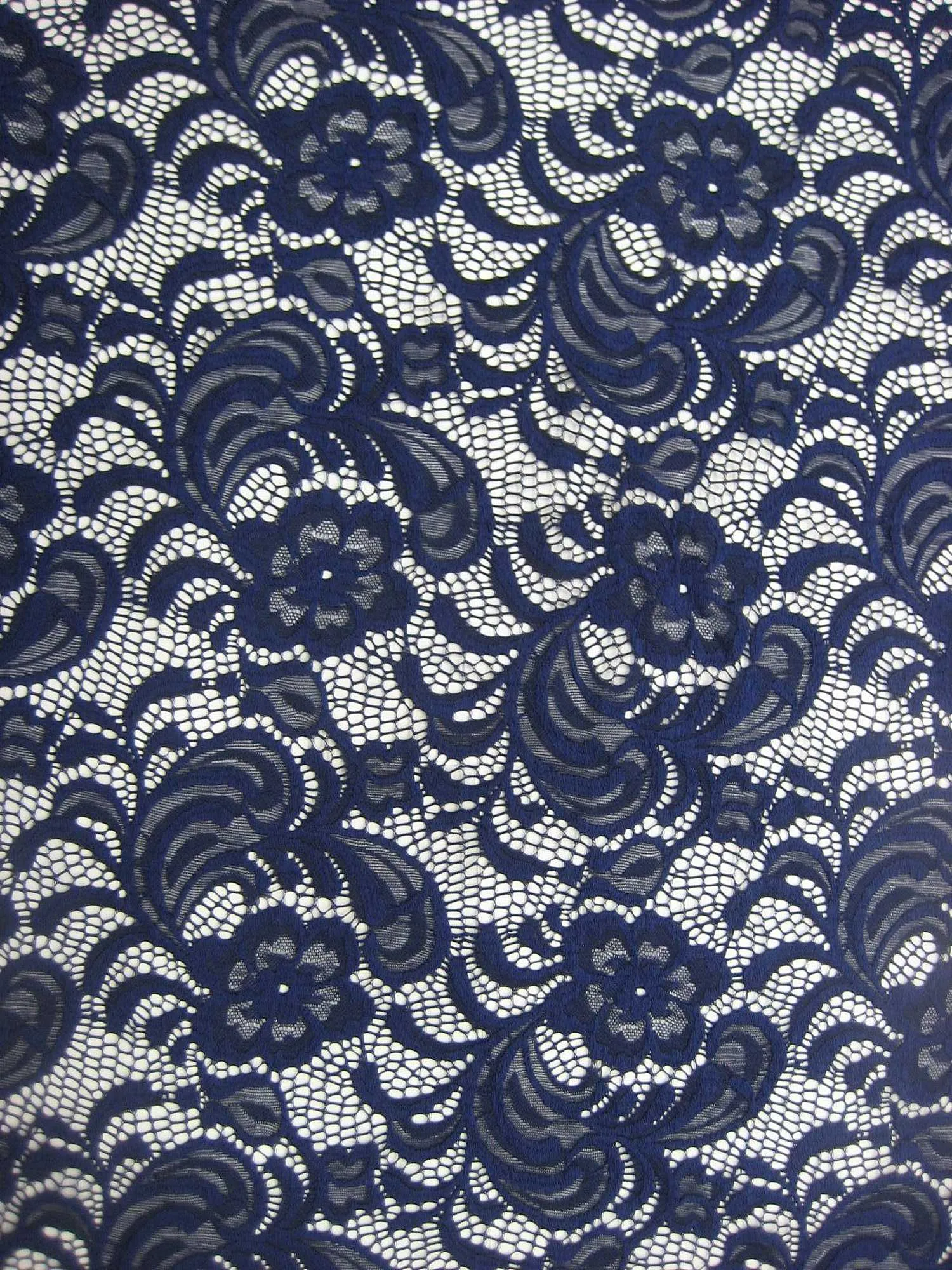 NYLON FLORAL "JASMINE" STRETCHED LACE SCALLOPED KNIT <br><h6>4-NAVY<br>LACE24-YZ</h6>