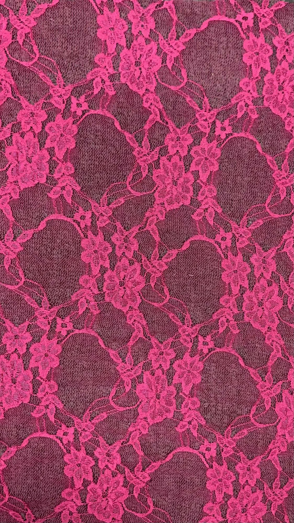 NYLON FLORAL STRETCHED LACE KNIT<br><h6>19A-FUCHSIA<br>LACE3-DT**</h6>