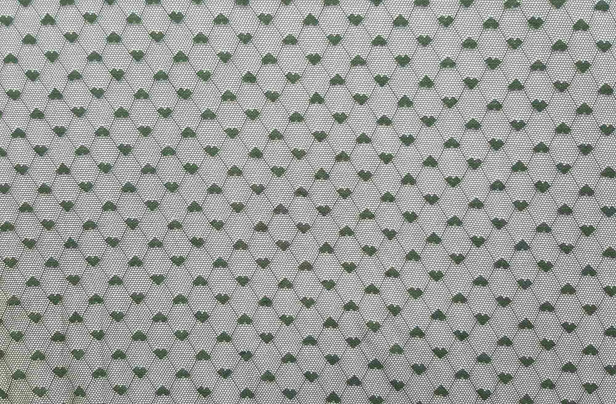 NYLON "HEART" STRETCHED LACE KNIT<br><h6>7-OLIVE<br>LACE14-FJ</h6>